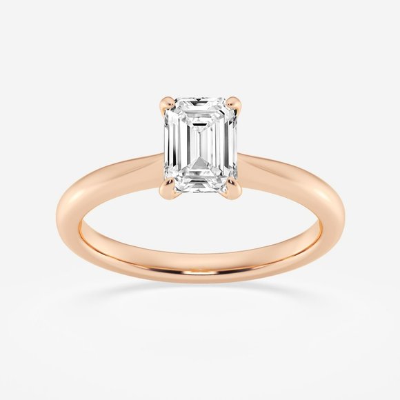 1 ctw Emerald Lab Grown Diamond Petite Solitaire Engagement Ring - Picture 5 of 6